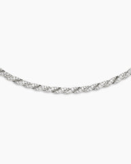 Sculpted Cable Flex Necklace in 18K White Gold with Diamonds, 3.7mm