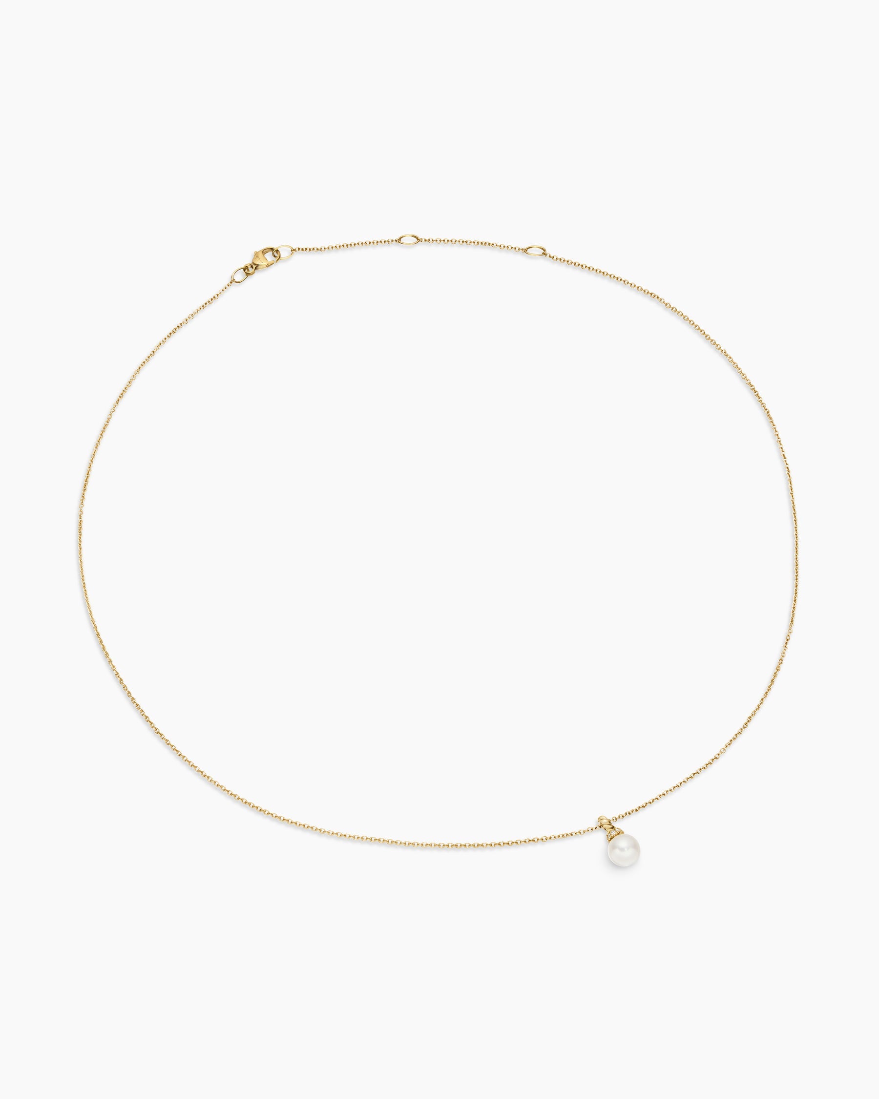 Petite Solari Pendant Necklace in 18K Yellow Gold with Pearl and Diamonds, 6mm