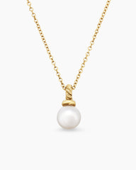 Petite Solari Pendant Necklace in 18K Yellow Gold with Pearl and Diamonds, 6mm