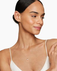 Petite Solari Pendant Necklace in 18K Yellow Gold with Pearl and Diamonds, 6mm