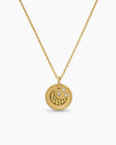 Cable Collectibles® Moon and Stars Necklace in 18K Yellow Gold with Pavé Yellow Sapphires and Diamonds, 11mm