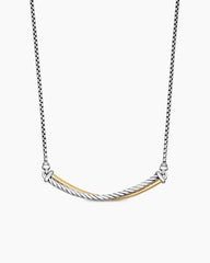 Crossover Bar Necklace in Sterling Silver with 18K Yellow Gold