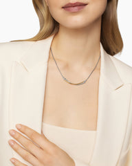 Crossover Bar Necklace in Sterling Silver with 18K Yellow Gold