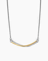 Crossover Bar Necklace in Sterling Silver with 18K Yellow Gold