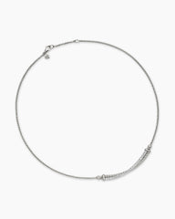 Crossover Bar Necklace in Sterling Silver with Diamonds