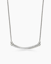 Crossover Bar Necklace in Sterling Silver with Diamonds