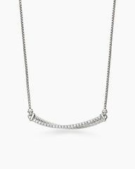 Crossover Bar Necklace in Sterling Silver with Diamonds