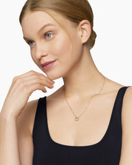 Petite Chatelaine® Pavé Bezel Pendant Necklace in 18K Yellow Gold with Champagne Citrine and Diamonds, 7mm