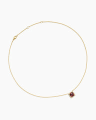 Petite Chatelaine® Pavé Bezel Pendant Necklace in 18K Yellow Gold with Garnet and Diamonds, 7mm