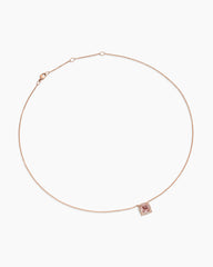 Petite Chatelaine® Pavé Bezel Pendant Necklace in 18K Rose Gold with Morganite and Diamonds, 7mm