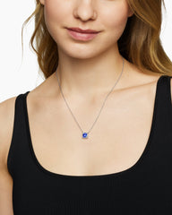 Petite Chatelaine® Pavé Bezel Pendant Necklace in 18K White Gold with Tanzanite and Diamonds, 7mm