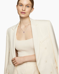 Petite Chatelaine® Pavé Bezel Pendant Necklace in Sterling Silver with Amethyst and Diamonds, 7mm