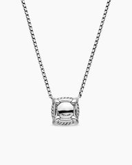 Petite Chatelaine® Pavé Bezel Pendant Necklace in Sterling Silver with Prasiolite and Diamonds, 7mm