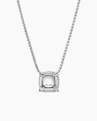Petite Chatelaine® Pavé Bezel Pendant Necklace in Sterling Silver with Peridot and Diamonds, 7mm
