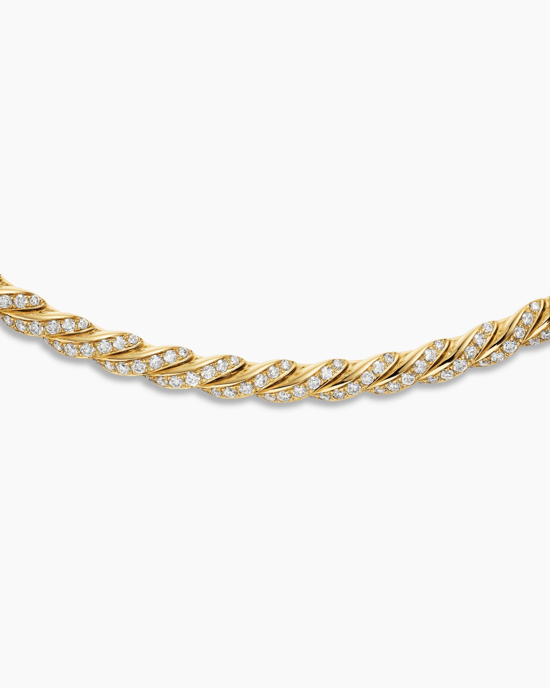 Sculpted Cable Flex Necklace in 18K Yellow Gold with Diamonds, 5mm