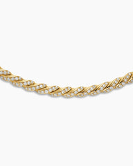 Sculpted Cable Flex Necklace in 18K Yellow Gold with Diamonds, 5mm