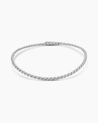 Sculpted Cable Flex Necklace in 18K White Gold with Diamonds, 5mm