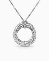 Crossover Pendant Necklace in Sterling Silver with Diamonds, 21mm