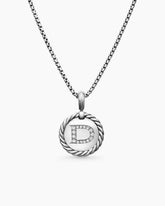 Initial Charm Necklace in Sterling Silver with Diamond D