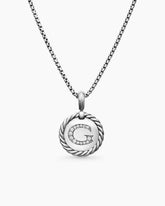 Initial Charm Necklace in Sterling Silver with Diamond G