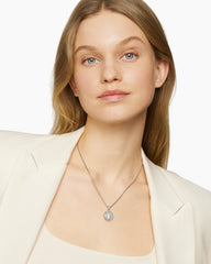 Initial Charm Necklace in Sterling Silver with Diamond J