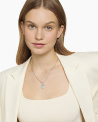 Initial Charm Necklace in Sterling Silver with Diamond L