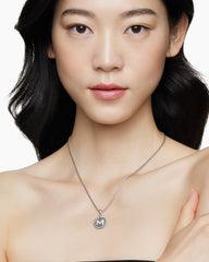 Initial Charm Necklace in Sterling Silver with Diamond M
