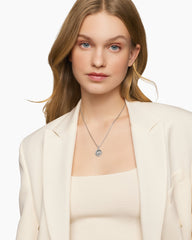 Initial Charm Necklace in Sterling Silver with Diamond P