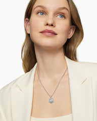 Initial Charm Necklace in Sterling Silver with Diamond T