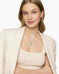 Initial Charm Necklace in Sterling Silver with Diamond X