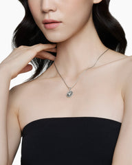 Initial Charm Necklace in Sterling Silver with Diamond Y