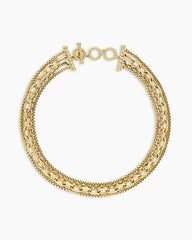 Four Row Mixed Chain Bib Necklace in 18K Yellow Gold