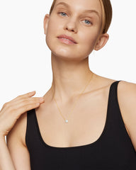 Cushion Pendant Necklace in 18K Yellow Gold with Diamonds, 8mm