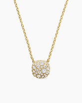 Cushion Pendant Necklace in 18K Yellow Gold with Diamonds, 8mm