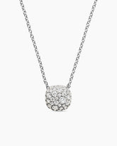Cushion Pendant Necklace in 18K White Gold with Diamonds, 8mm