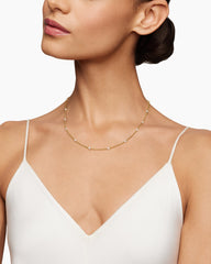 Cable Collectibles® Bead and Chain Necklace in 18K Yellow Gold with Pearls, 3.5mm