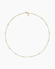 Cable Collectibles® Bead and Chain Necklace in 18K Yellow Gold with Rubies, 3.5mm