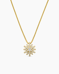 Starburst Pendant Necklace in 18K Yellow Gold with Diamonds, 11mm