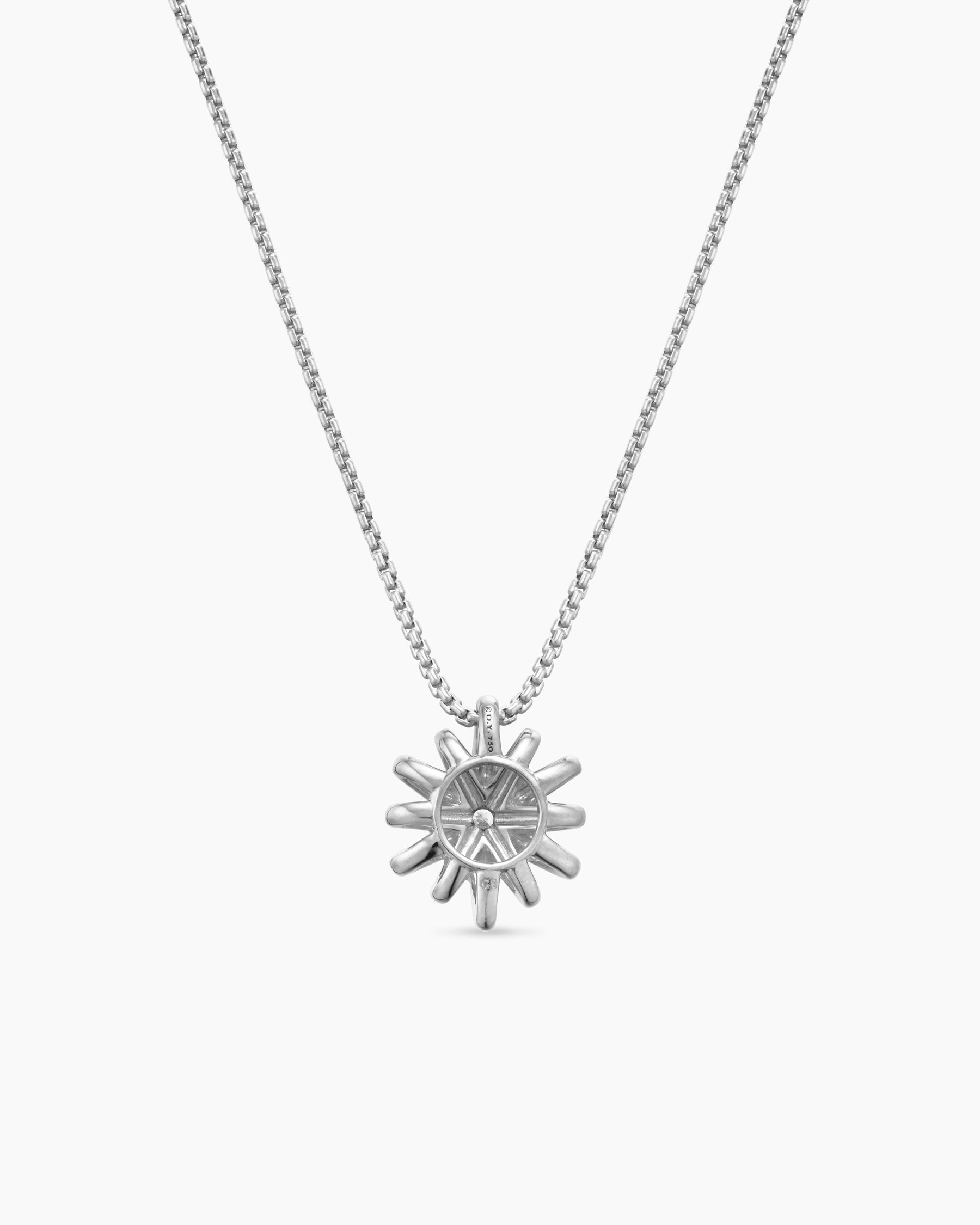 Starburst Pendant Necklace in 18K White Gold with Diamonds, 12mm