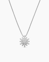 Starburst Pendant Necklace in 18K White Gold with Diamonds, 12mm