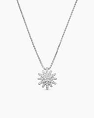 Starburst Pendant Necklace in 18K White Gold with Diamonds, 12mm