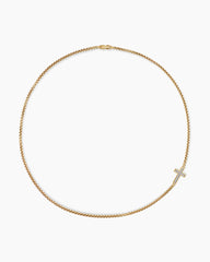 Cross Station Necklace in 18K Yellow Gold with Diamonds, 5mm