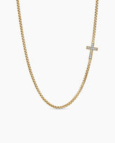 Cross Station Necklace in 18K Yellow Gold with Diamonds, 5mm