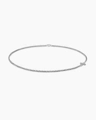 Cross Station Necklace in Sterling Silver with Diamonds, 5mm