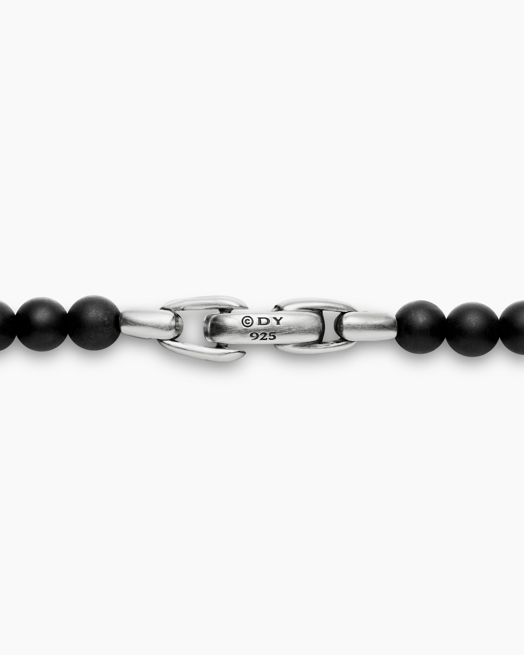 Spiritual Beads Necklace with Black Onyx and Sterling Silver, 5mm