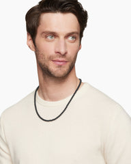 Spiritual Beads Necklace with Black Onyx and Sterling Silver, 5mm