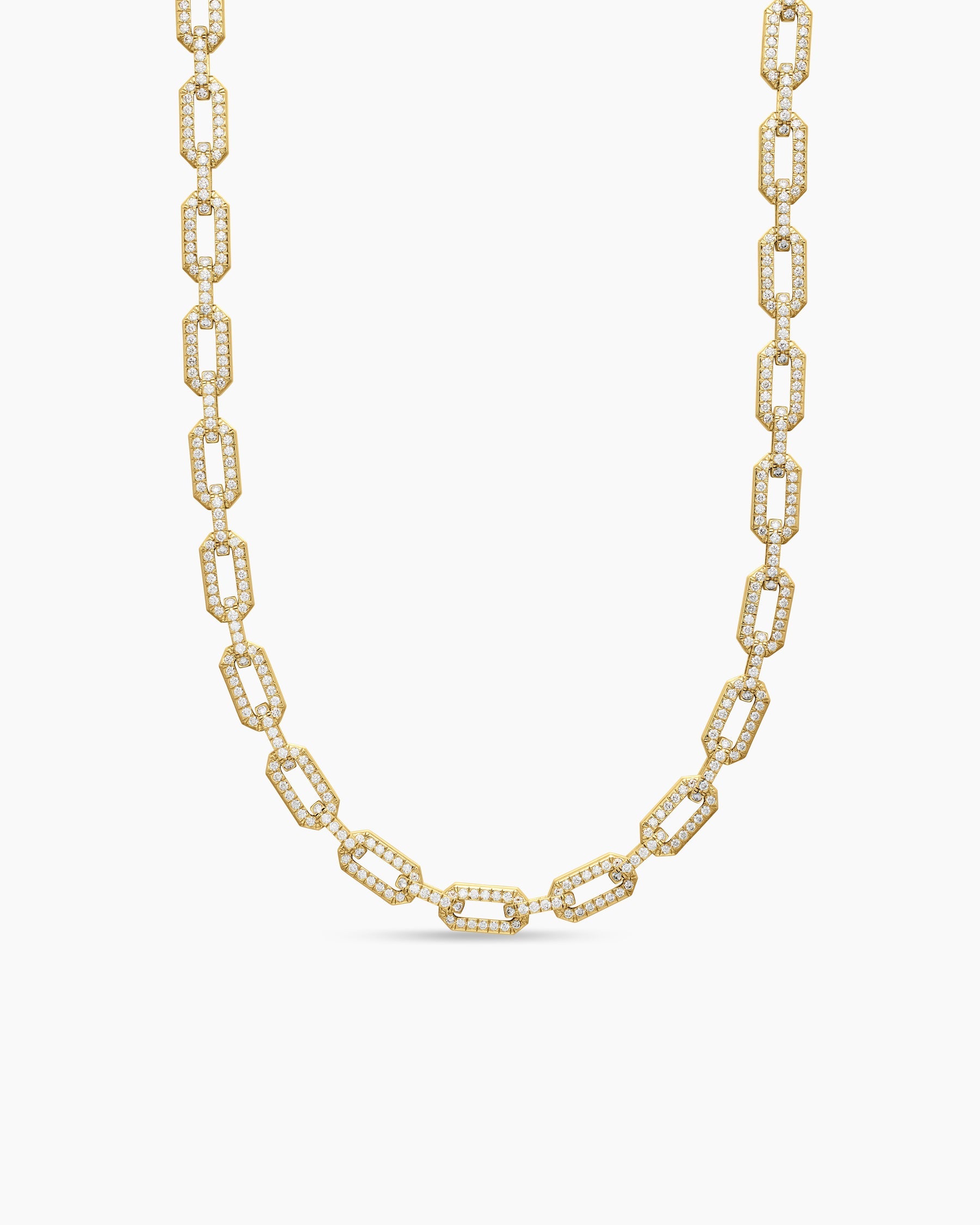 Pavé Chain Necklace in 18K Yellow Gold with Diamonds, 7mm