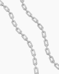 Pavé Chain Necklace in 18K White Gold with Diamonds, 7mm