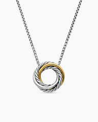 Crossover Pendant Necklace in Sterling Silver with 18K Yellow Gold, 14.5mm