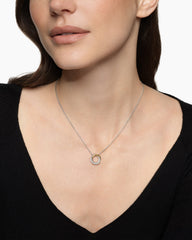 Crossover Pendant Necklace in Sterling Silver with 18K Yellow Gold and Diamonds, 14.5mm